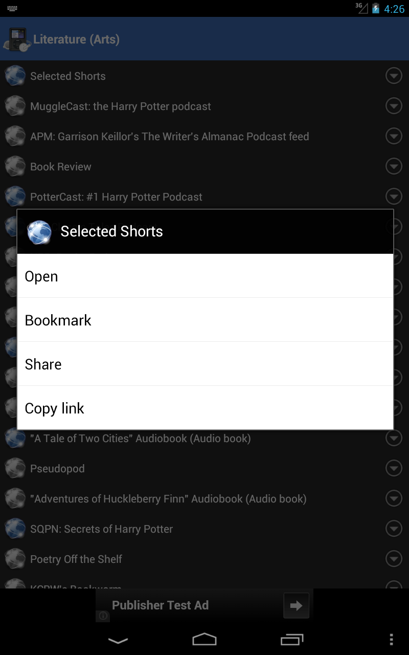 Android application Podcast HD screenshort