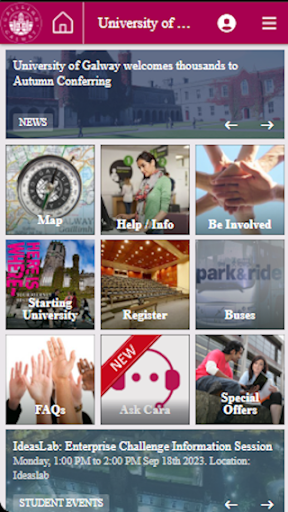 Android application University of Galway screenshort