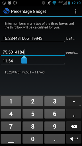 Android application Percentage Gadget screenshort
