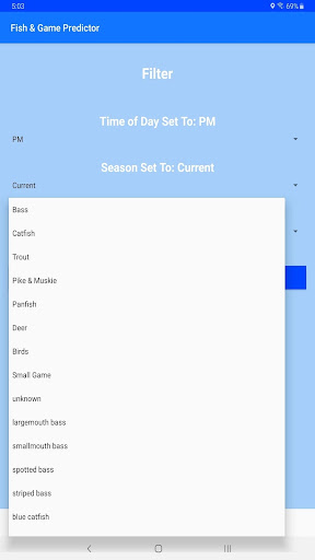 Fish & Game Predictor Screen 3