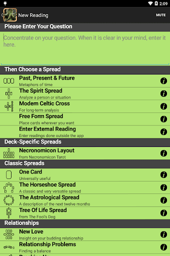 Screenshot of Necronomicon Tarot