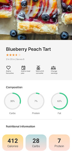 Screenshot of Italian recipes app