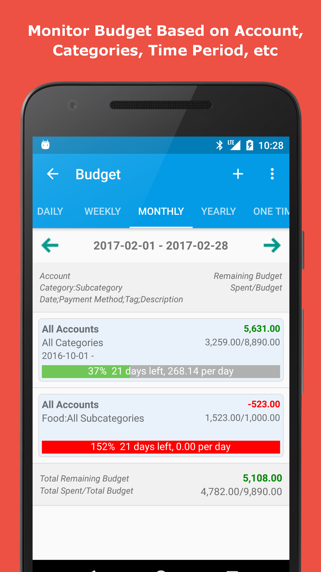 Android application Expense Manager Pro screenshort