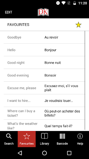 Screenshot of Eyewitness Travel Phrase Book