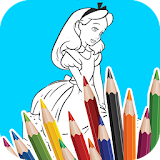 alice cartoon coloring icon
