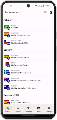 Android application Padel LiveScore screenshort