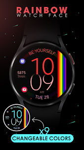 Rainbow digital watch face