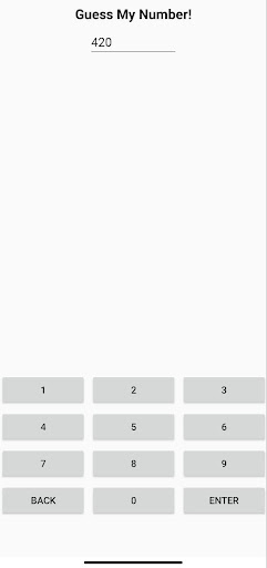 Guess Number Screen 3