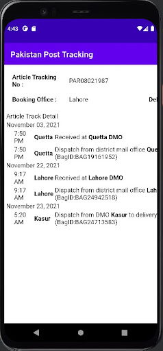 Pakistan Post Tracking Screen 3