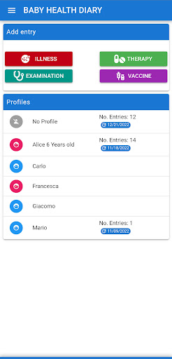 Android application Baby Healt Diary screenshort
