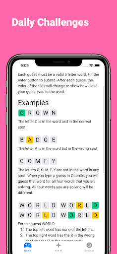Quad Word | Daily Word Guess Screen 3