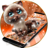 Cute Lovely Brown Cat Orange Theme icon