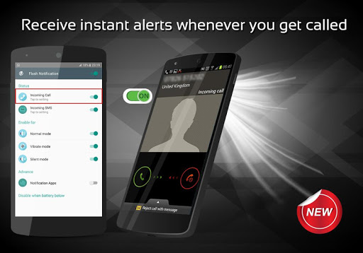 Android application flash alert pro screenshort