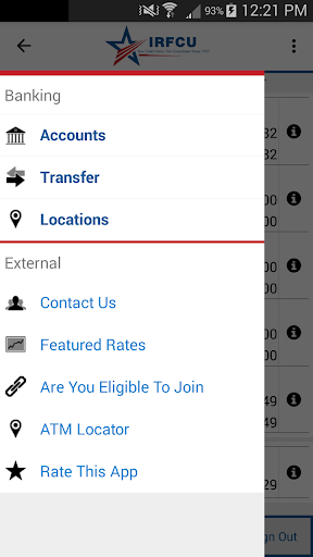 IRFCU Mobile Banking Screen 3