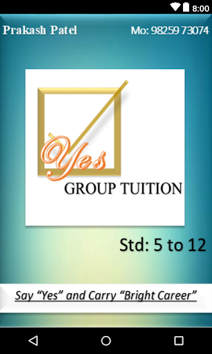 Android application Yes Group Tuition screenshort