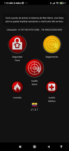 Android application Red Alerta SIMA screenshort