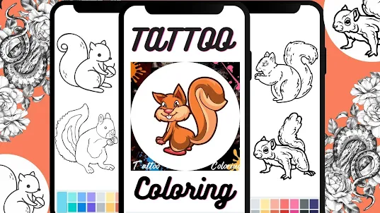 Tattoo Squirrel Coloring Book