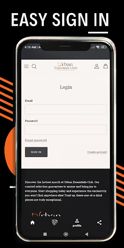 Android application Urban Essentials Club screenshort