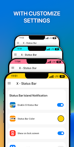 Android application iCenter iOS 16: X - Status Bar screenshort