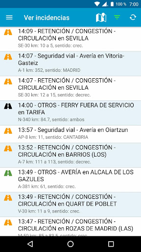 Android application MAT (Mis Alertas de Tráfico) screenshort