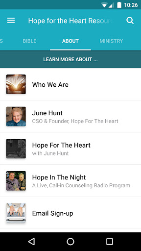 Screenshot of Hope for the Heart Resources
