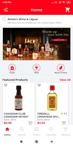 Android application Anton’s Wine & Liquor screenshort