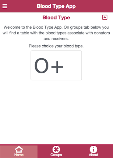 Android application Blood Type App screenshort