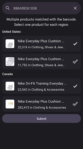 Android application Amazon Multi Region Scanner screenshort