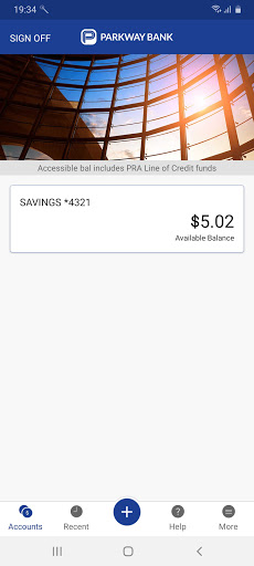 Parkway Bank Mobile Screen 2