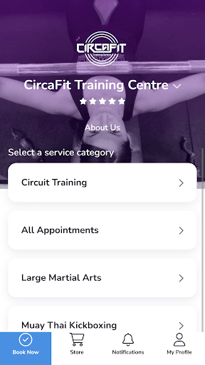 Android application CircaFit Training Centre screenshort