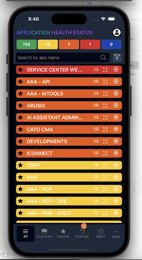 Screenshot of Application Health