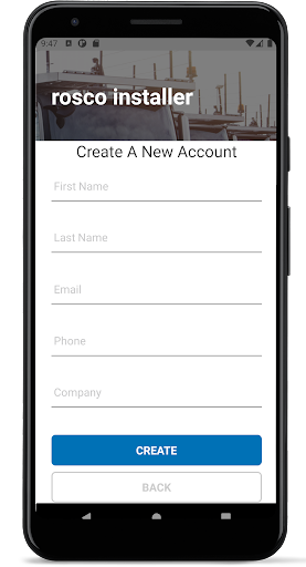 Rosco Installer App Screen 2