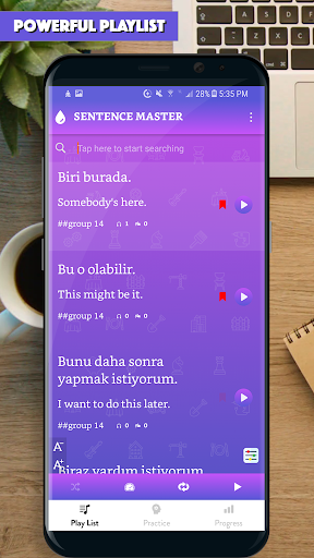 Android application Turkish Sentence Master screenshort