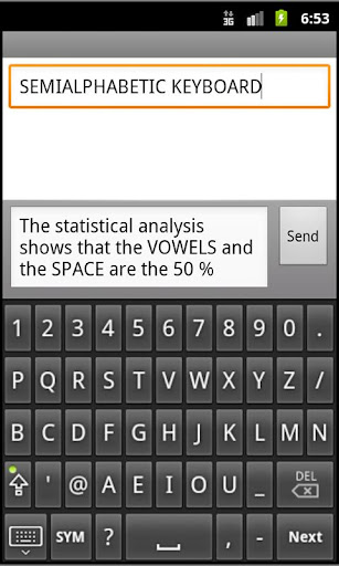 Android application Fast SemiAlphabetical Keyboard screenshort