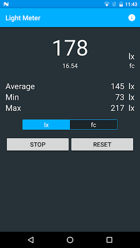Android application Light Meter screenshort