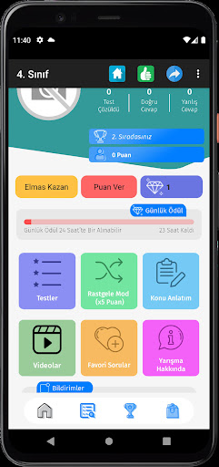 Android application 4. Sınıf Tüm Dersler Test Çöz screenshort