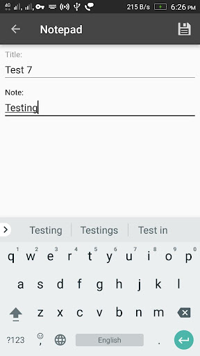 Notepad Screen 2