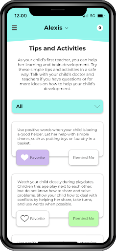 Screenshot of CDC Milestone Tracker