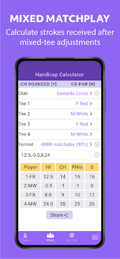 Android application WHS Handicap Calculator screenshort