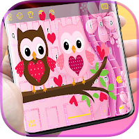 Pink Owl Love Keyboard