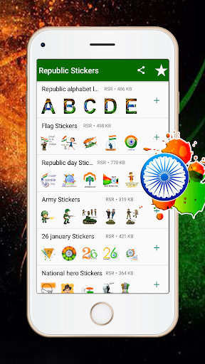 Android application india Republic Day sticker screenshort