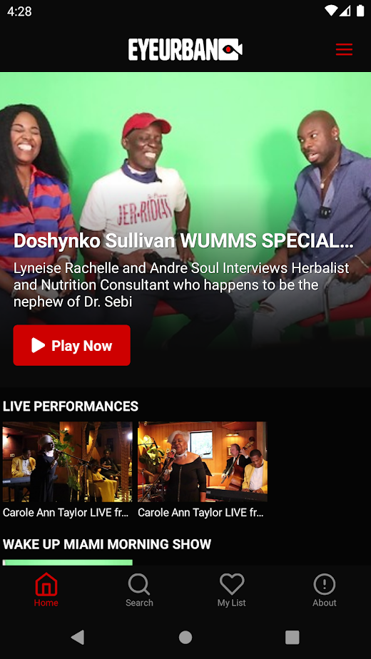 Android application EYEURBANTV: Stream Content screenshot