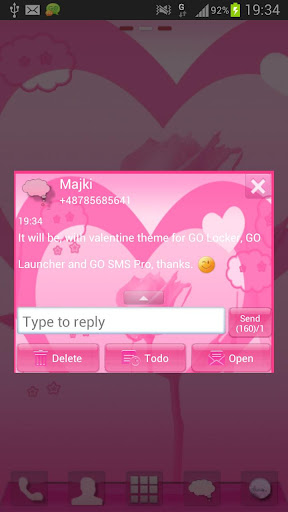 Theme Valentine GO SMS Pro Screen 3