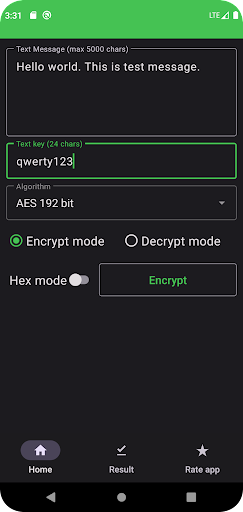 DES and AES Encryption Screen 2