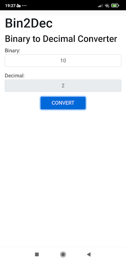 Android application Bin2Dec screenshort