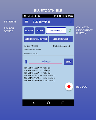 Android application BLE Terminal PRO screenshort