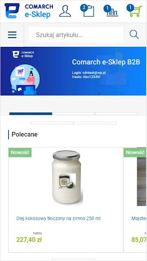Android application Comarch e-Sklep B2B Szafir screenshort