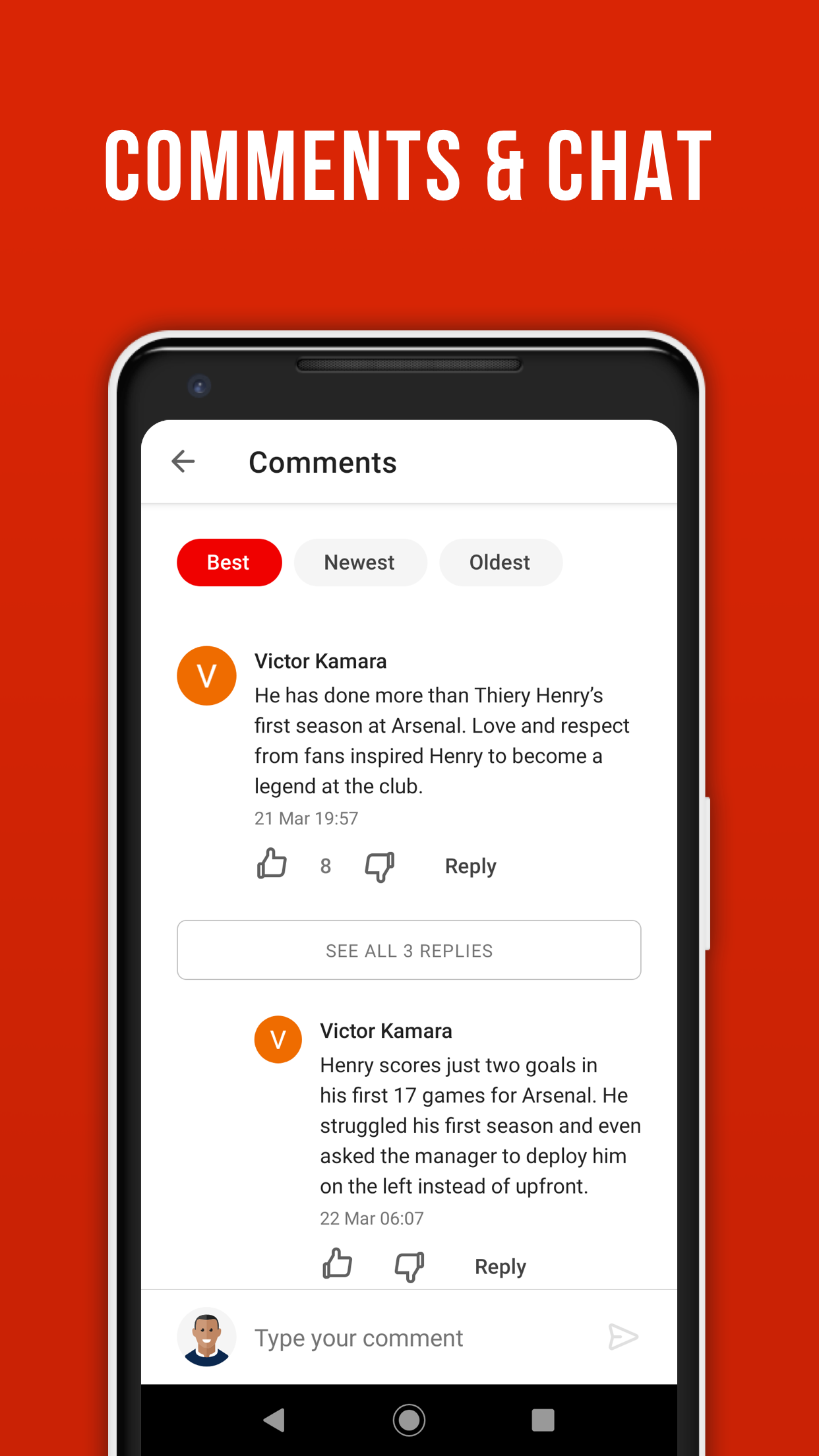 Android application AFC Live — for Arsenal FC fans screenshort