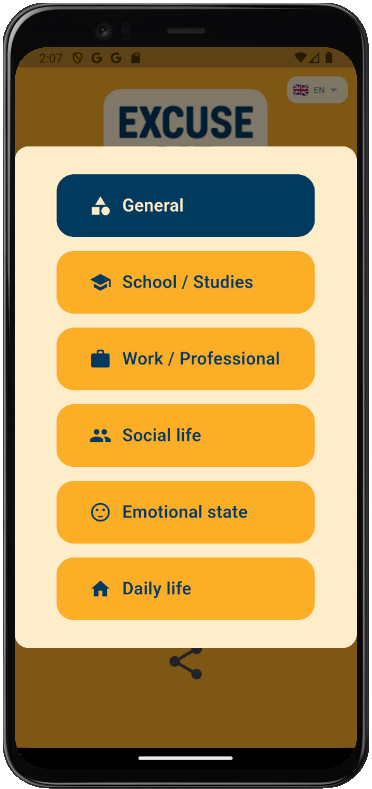 #7. ExcuseMe: Excuse Generator (Android) 来自: Whispering Studio