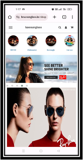 Android application Luxesunglass screenshort